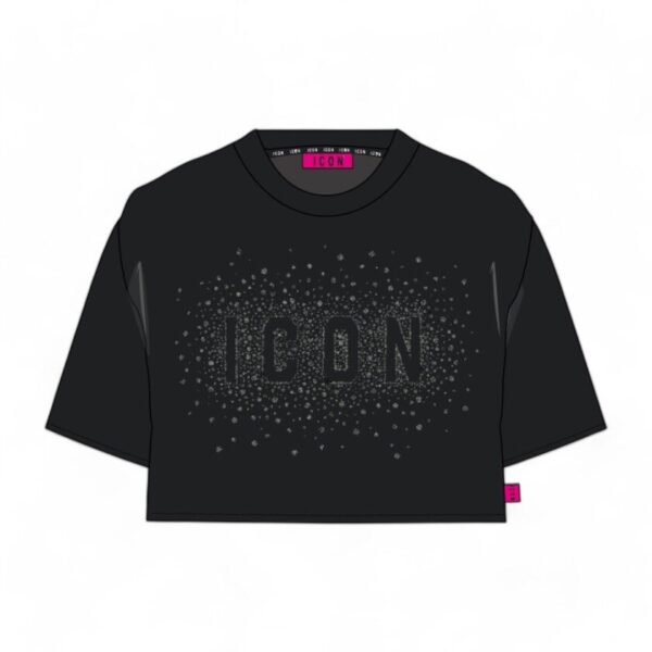 Icon t-shirt crop con strass